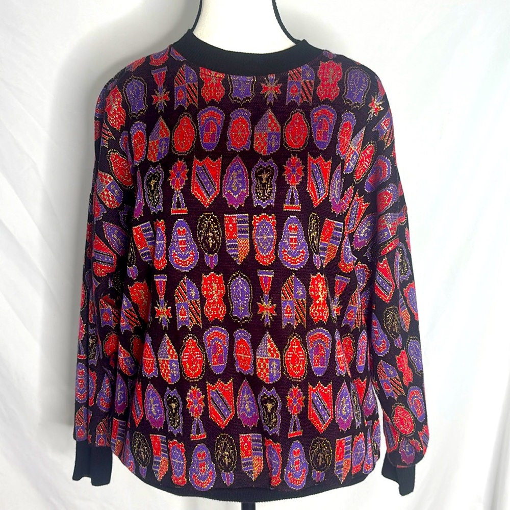 Vintage David Brown Neiman Marcus Coat of Arms Sweater